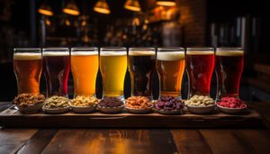 photo of flavors of beer paired with dried fruit and snacks