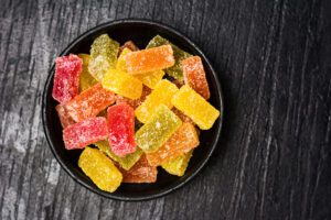 photo of fruit gummies in a bowl