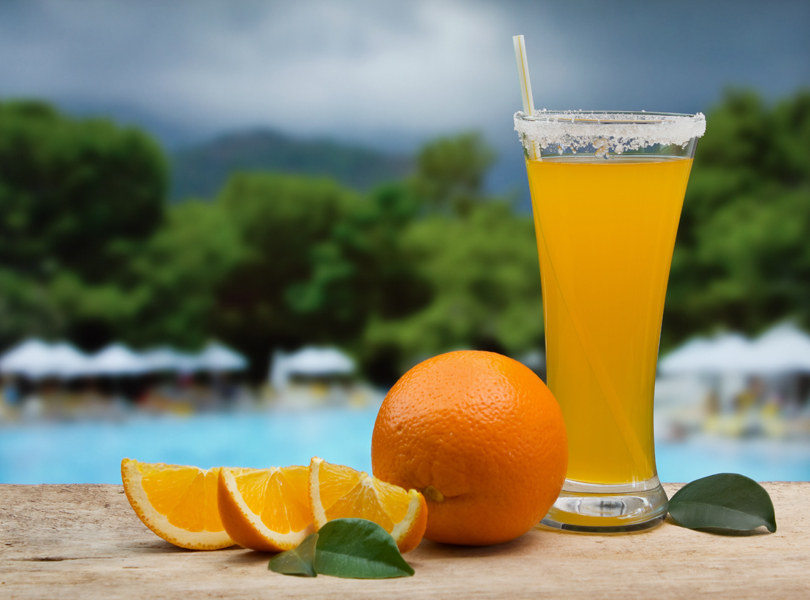 photo of beer poolside