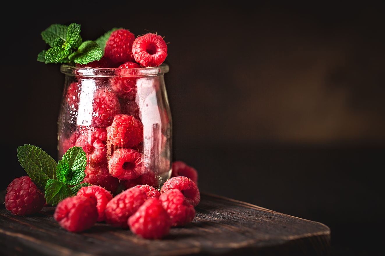 fresh ripe raspberries