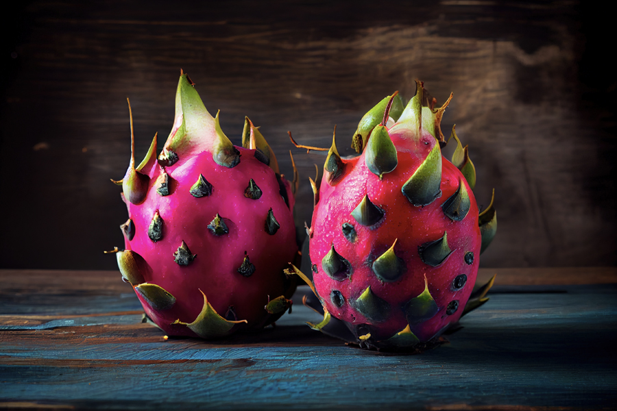 photo of Dragon fruits on a rustic table