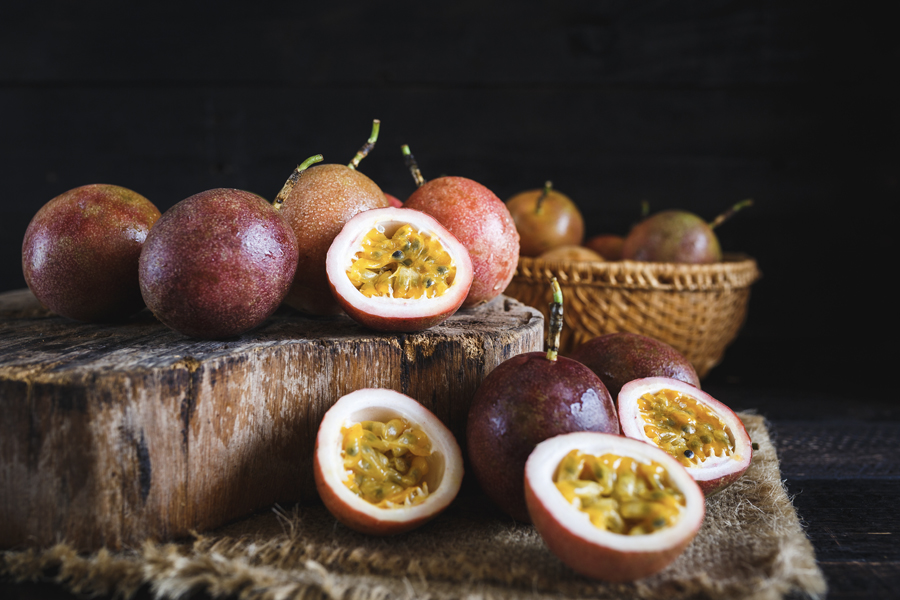 photo of halved Passion Fruits